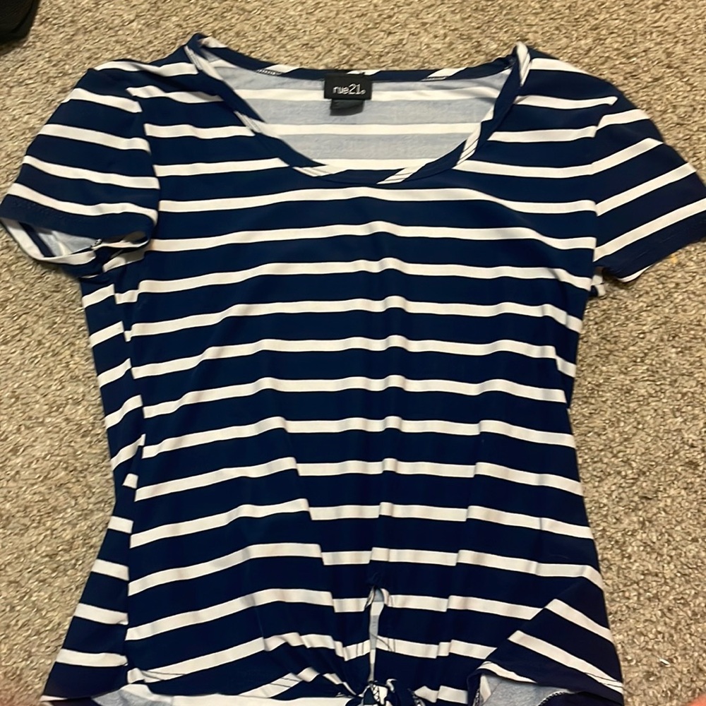 Rue21 Blue and White Striped top Siz M